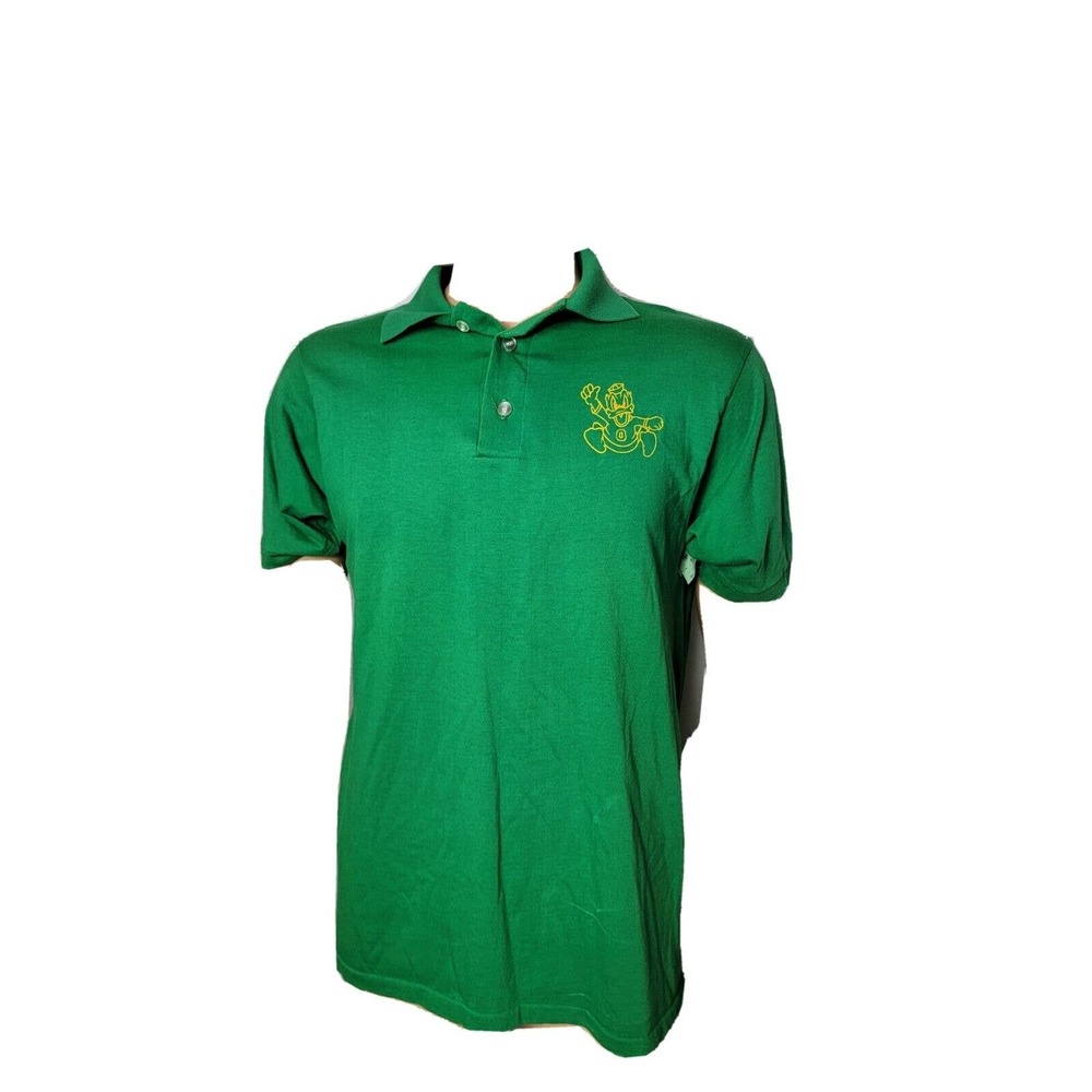 Vintage Oregon Ducks Donald Duck Disney Polo Shirt Green‎ 80s 90s 50/50 USA